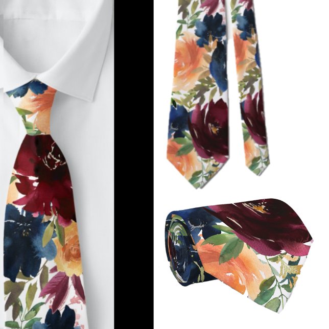 Blauer Wein Gelbe Rose Floral Neck Tie Krawatte (Von Creator hochgeladen)