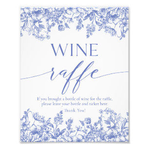 Blauer Wein Raffle Brautparty Spielzeichen Fotodruck