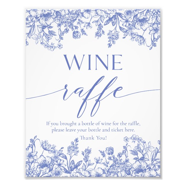 Blauer Wein Raffle Brautparty Spielzeichen Fotodruck (Vorne)