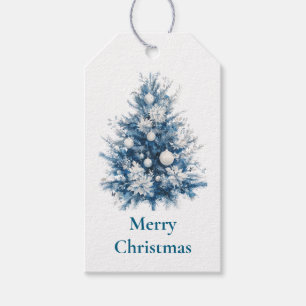 Blauer weiße Weihnachtsbaum Geschenkanhänger