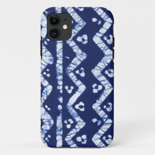 Blauer/weißer afrikanischer Batik-Kasten iPhone 11 Hülle