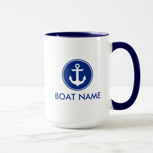 Blauer weißer Anker-Boots-nautischnamen-riesige Tasse (Rechts)