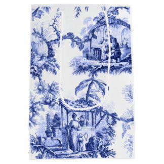 Blauer weißer Chinoiserie Toile Mittlere Geschenktüte