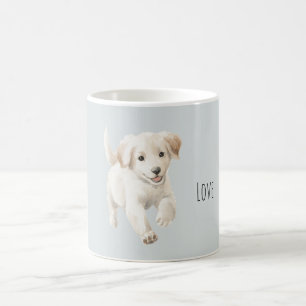 Blauer Weißer Glücklicher Hund Kaffeetasse