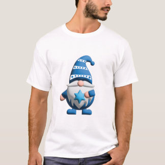 Blauer weißer Gnom, der den Davidstern hält T-Shirt