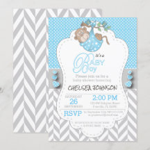 Blauer, weißer, grauer Affen - Kinderdusche Einlad