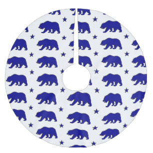Blauer weißer kalifornischer Baumstamm Polyester Weihnachtsbaumdecke
