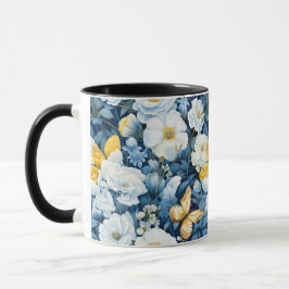 Blauer Weißer Schmetterling Schmetterling Nahtlose Tasse