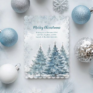 Blauer Weißer Silberner Weihnachtsbaum Winter Wond Karte