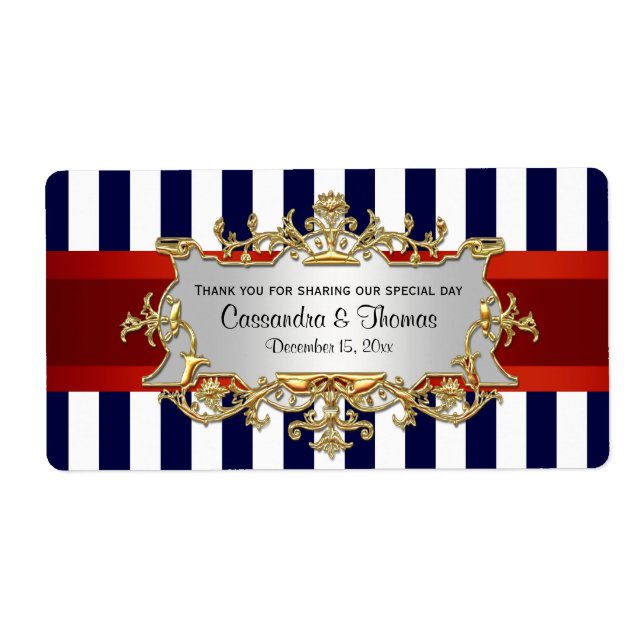 Blauer weißer Streifen, Roter Ribbon H Weinflasche (Vorne)