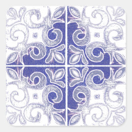 Blauer weißer Swirl, Inspiriert von portugiesische Quadratischer Aufkleber