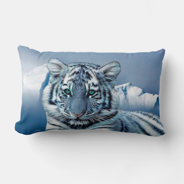 Blauer weißer Tiger Lendenkissen (Vorderseite)