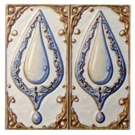 Blauer weißer und goldener Wassertropfen Badewanne Fliese