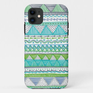 Blauer, weißer und Grün gezeichneter Stammes- Case-Mate iPhone Hülle