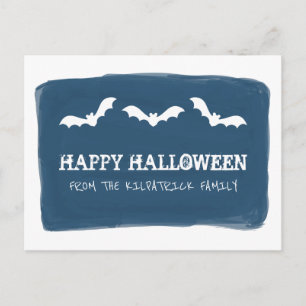 Blauer weißer Wasserfarbenfrosch Halloween Postkar Postkarte