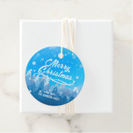 Blauer Weißschnee Friedlicher Wald Frohe Weihnacht Geschenkanhänger