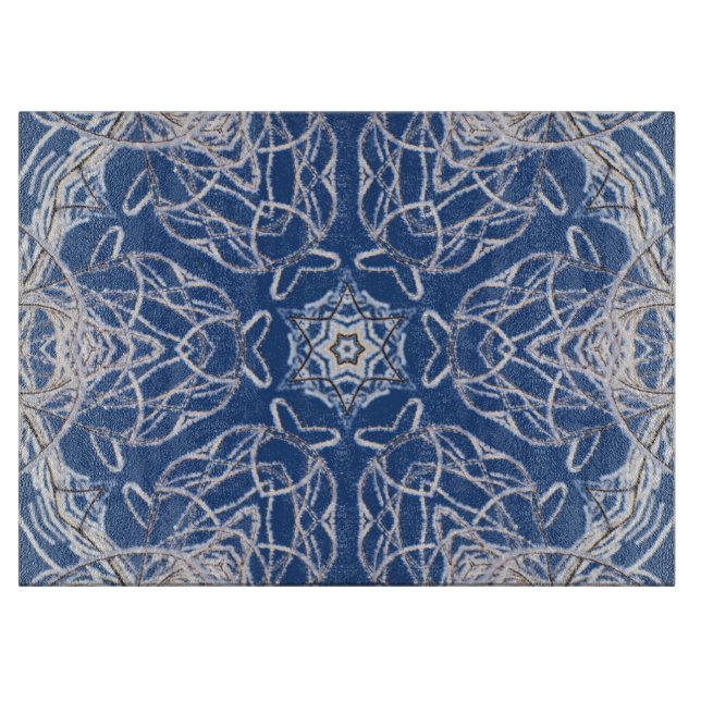Blauer Weißschnee und Star Kaleidoskop Schneidebrett (Vorderseite)