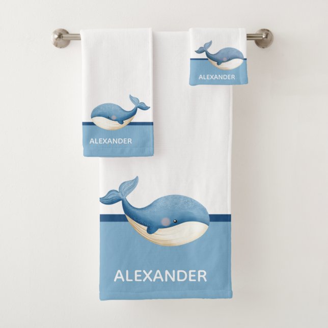 Blauer Weißwal Badhandtuch Set (Insitu)