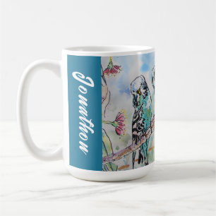 Blauer Wellensittich Sittiche Papageien Ehemänner Kaffeetasse