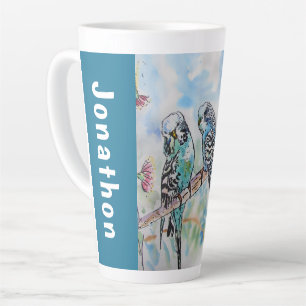 Blauer Wellensittich Sittiche Papageien Ehemänner  Milchtasse