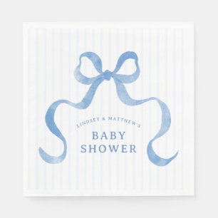Blauer welliger Schleifen-Baby-Party Serviette
