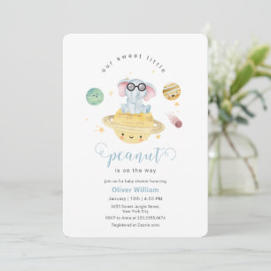 Blauer Weltraum-Elefanten-Baby-Shower  Einladung