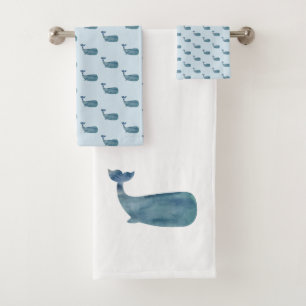 Blauer Whale Badetuch Set