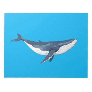 Blauer Whale Vector Kunstdruckerei Schwarz-Weiß Notizblock