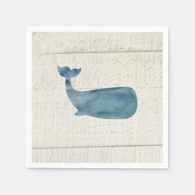 Blauer Whale Wasserfarbe Textur Serviette (Vorderseite)