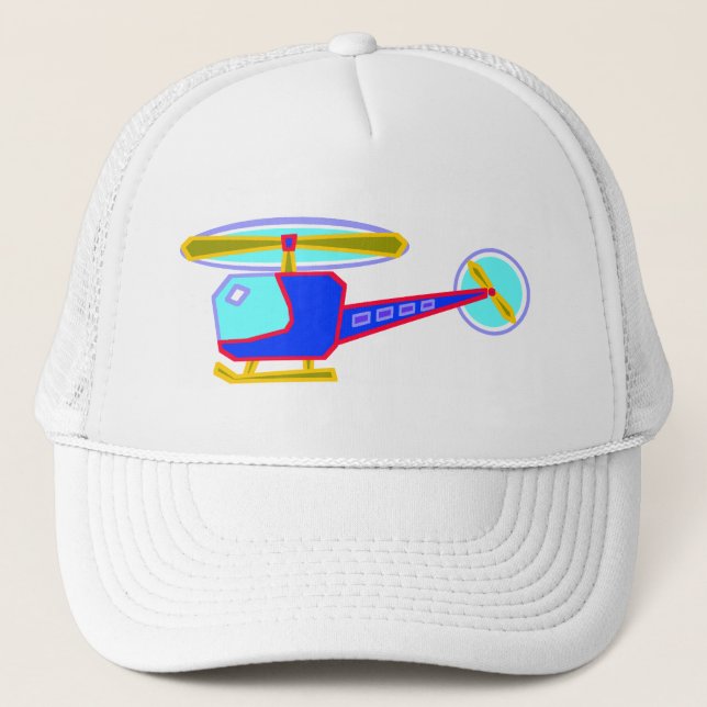 Blauer Whirly-Gelockter Hubschrauber Truckerkappe (Vorderseite)