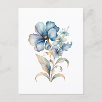 Blauer Wildblume BläserIllustration Minimaler Entw Postkarte