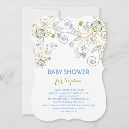 Blauer Wildblume Blumenjungen Dusche Einladung