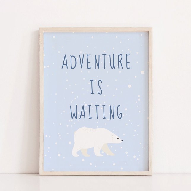 Blauer Winter | Adventure is Gewartet Kinderzimmer Poster (Blue Winter | Adventure Is Waiting Nursery Decor)