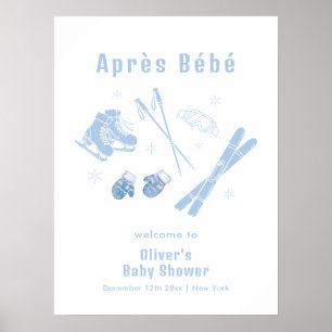 Blauer Winter Après Bébé Ski Baby Shower Willkomme Poster