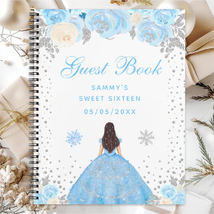 Blauer Winter Braunhaarige Haarprinzessin Sweet Si Notizbuch