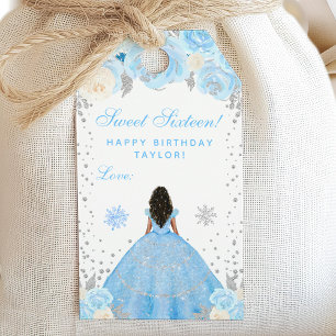 Blauer Winter Dunkle Haut Prinzessin Sweet Sixteen Geschenkanhänger