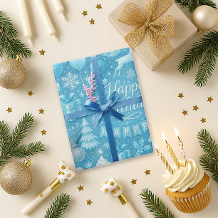 Blauer Winter-Geburtstag Geschenkpapier