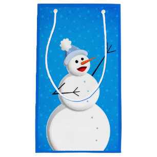 Blauer Winter-glücklicher Schneemann Kleine Geschenktüte