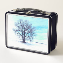 Blauer Winter Metall Brotdose