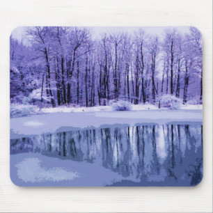 Blauer Winter-Teich Mousepad