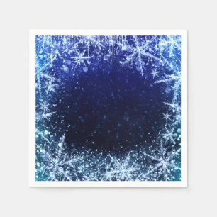 Blauer Winter-Wunderland Eisige Schneeflocken Part Serviette