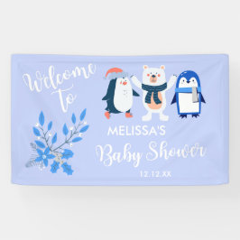 Blauer Winter Wunderland Pinguin Eisbär willkommen Banner