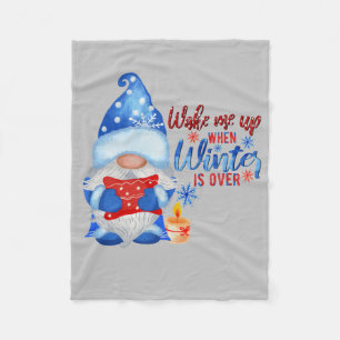 Blauer Wintergnom mit Kissenkerze Fleecedecke