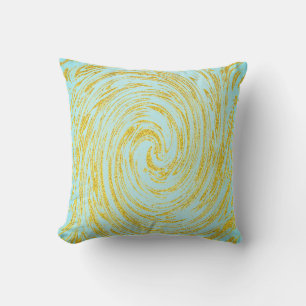 Blauer Wirbel Abstract Gold Golden Glitter Geschen Kissen