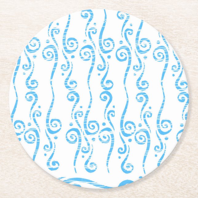 Blauer Wirbel-Coaster Runder Pappuntersetzer (Vorderseite)