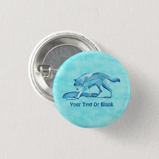 Blauer Wolf auf Schnee Button