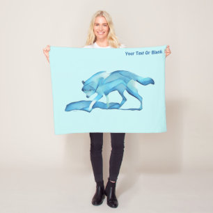Blauer Wolf auf Schnee Fleecedecke