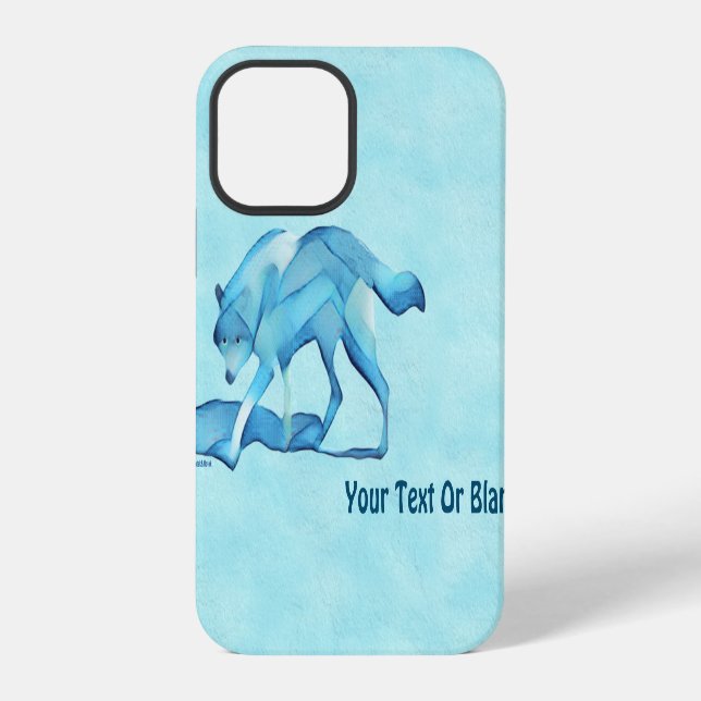 Blauer Wolf auf Schnee iPhone 12 Pro Hülle (Rückseite)