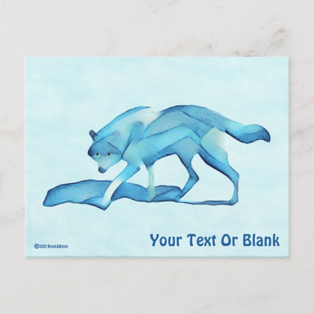 Blauer Wolf auf Schnee Postkarte (Vorderseite)