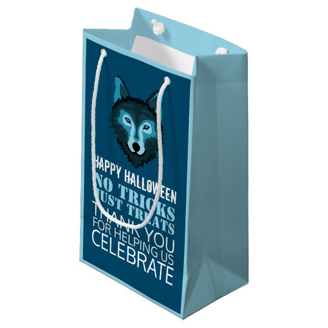 Blauer Wolf, Halloween-Party Kleine Geschenktüte (Vorderseite Schrägansicht)